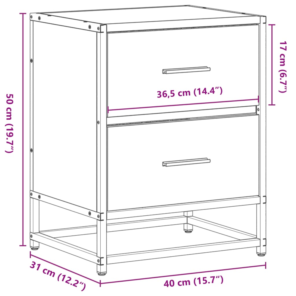 Nattbord sonoma eik 40x31x50 cm konstruert tre