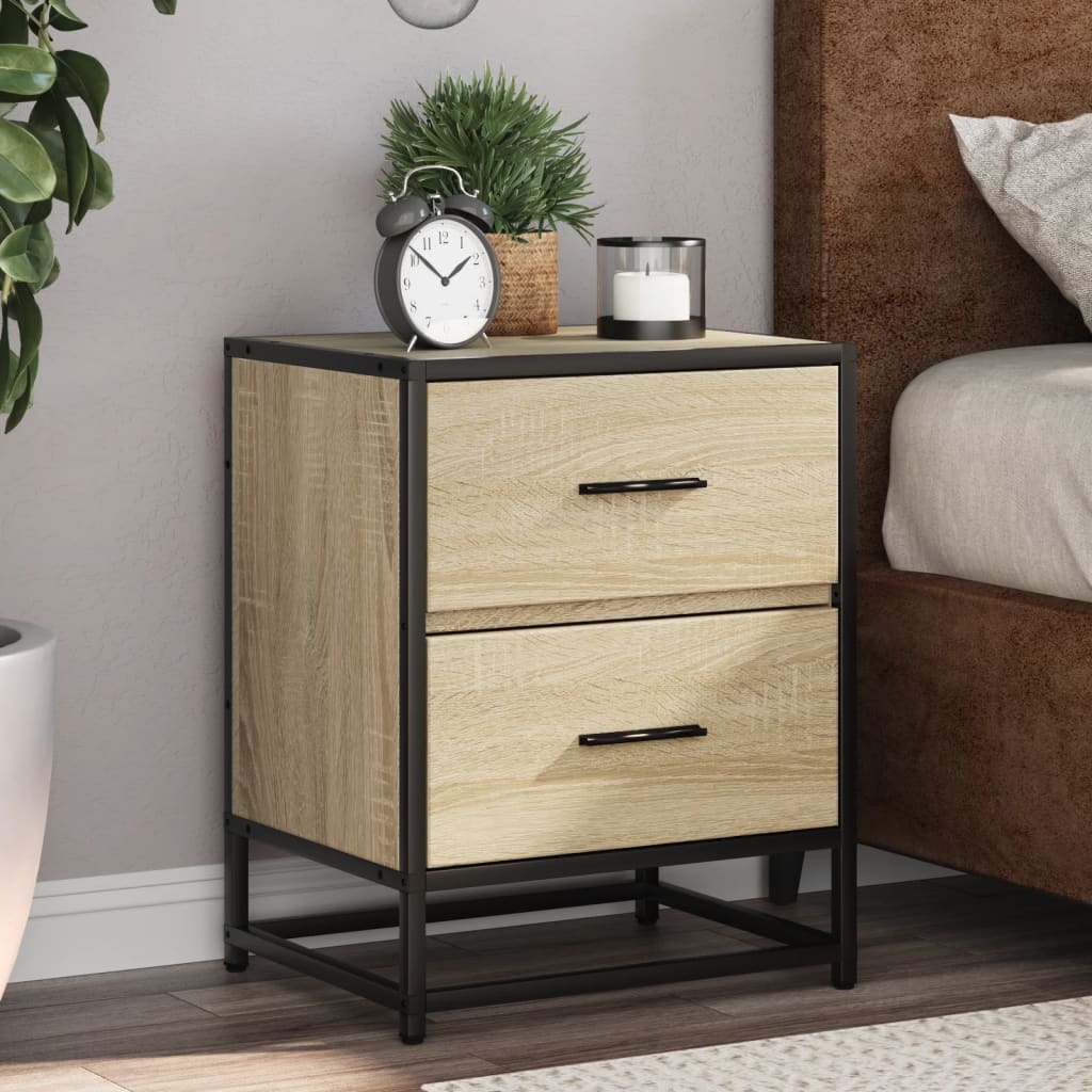 Nattbord 2 stk sonoma eik 40x31x50 cm konstruert tre