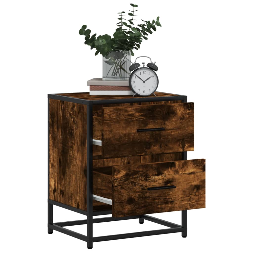 Nattbord 2 stk røkt eik 40x31x50 cm konstruert tre