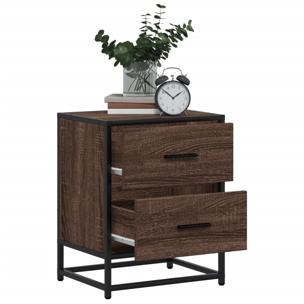 Nattbord 2 stk brun eik 40x31x50 cm konstruert tre