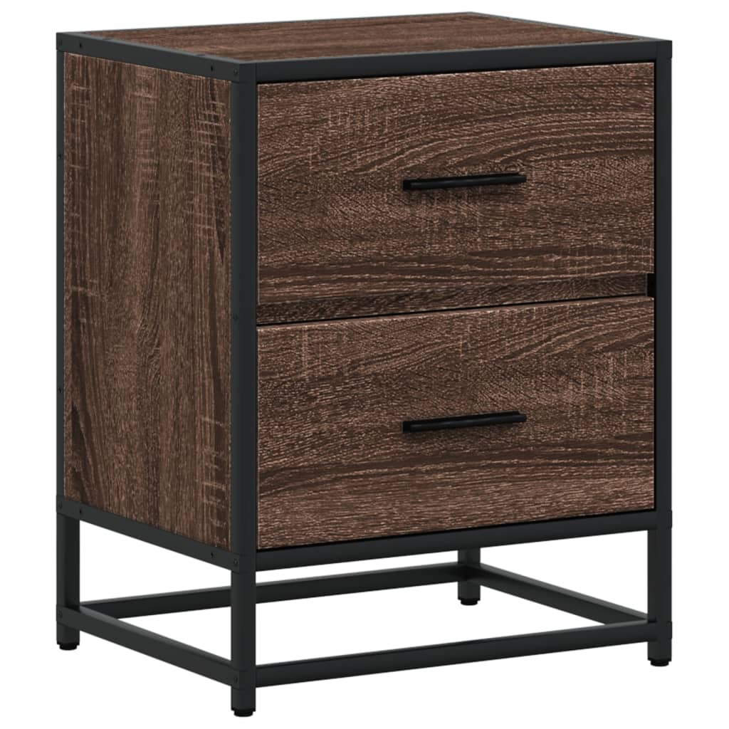 Nattbord 2 stk brun eik 40x31x50 cm konstruert tre