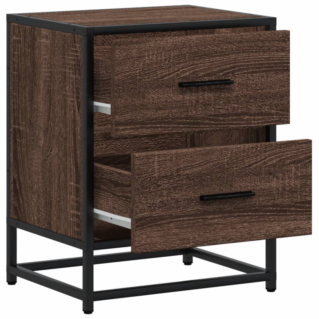 Nattbord 2 stk brun eik 40x31x50 cm konstruert tre