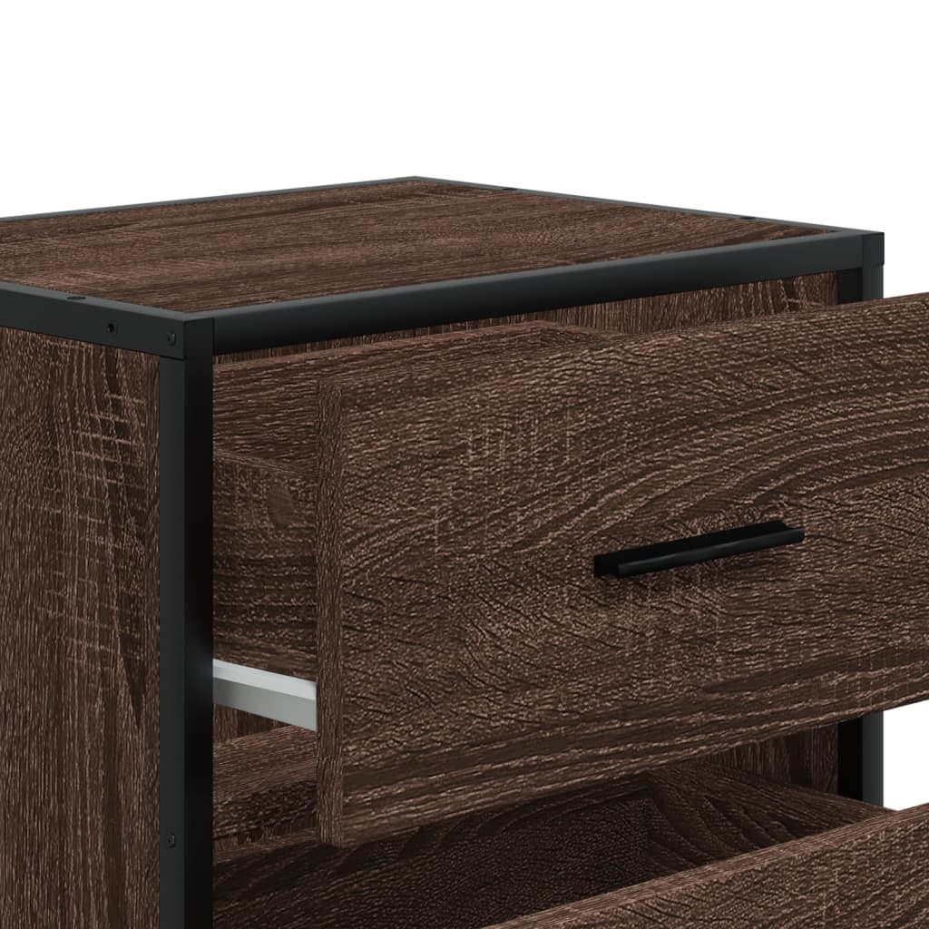 Nattbord 2 stk brun eik 40x31x50 cm konstruert tre