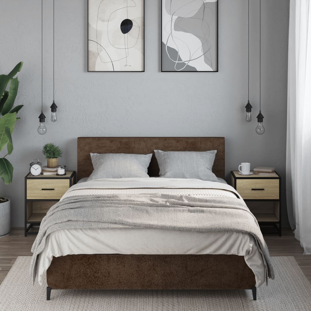 Nattbord 2 stk sonoma eik 40x31x50 cm konstruert tre