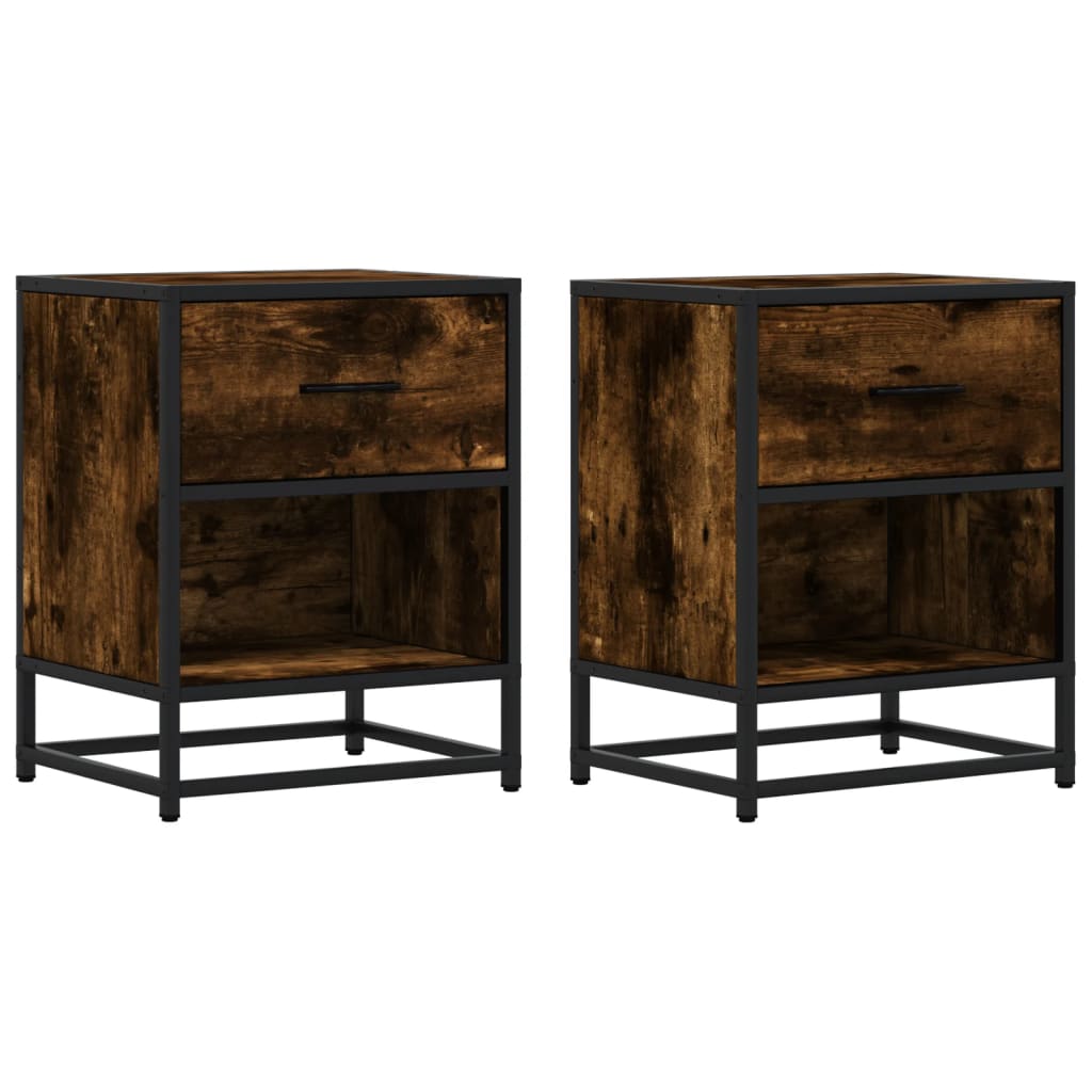 Nattbord 2 stk røkt eik 40x31x50 cm konstruert tre