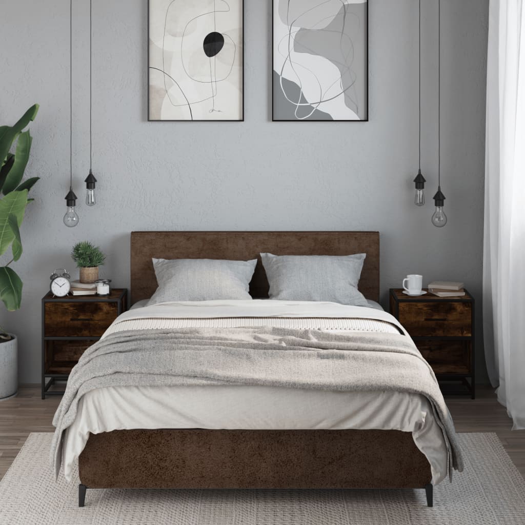 Nattbord 2 stk røkt eik 40x31x50 cm konstruert tre