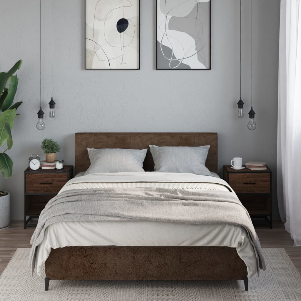 Nattbord 2 stk brun eik 40x31x50 cm konstruert tre