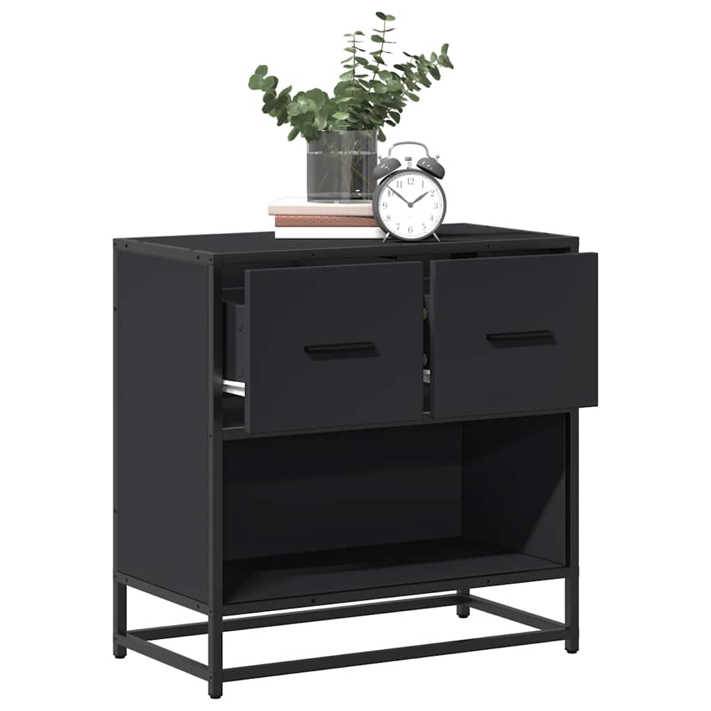 Nattbord svart 60x31x60 cm konstruert tre og metall