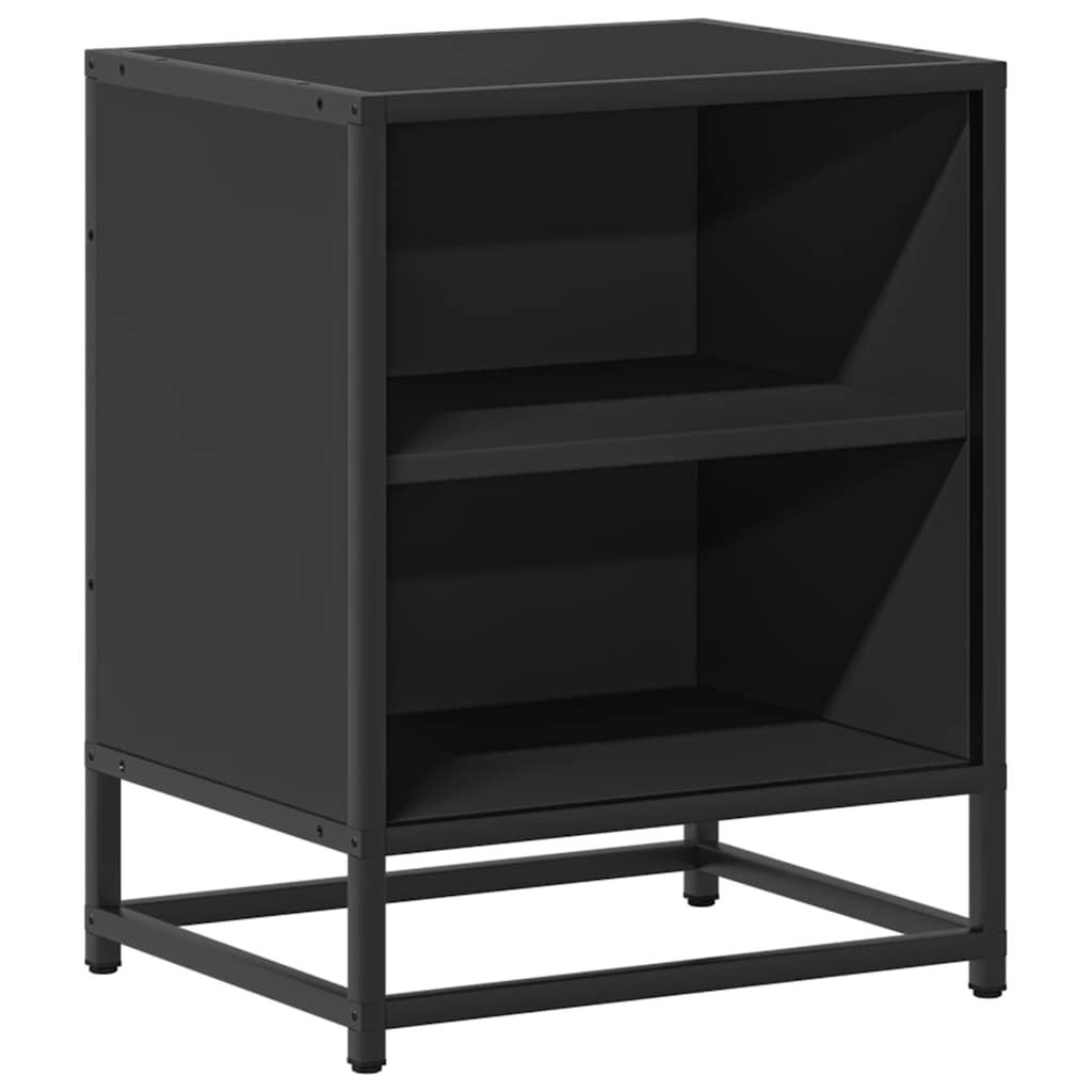 Nattbord 2 stk svart 40x31x50 cm heltre furu og metall