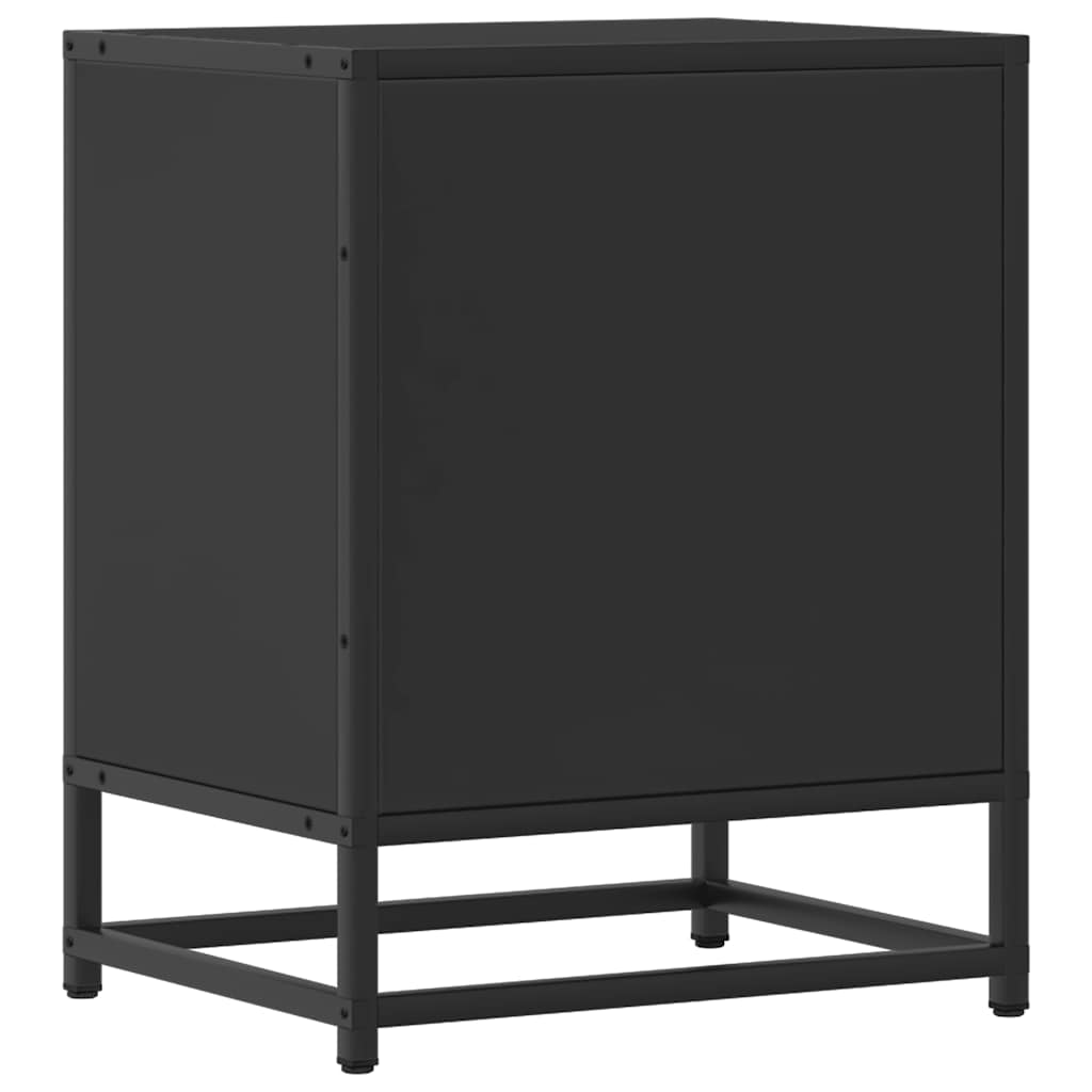 Nattbord 2 stk svart 40x31x50 cm heltre furu og metall