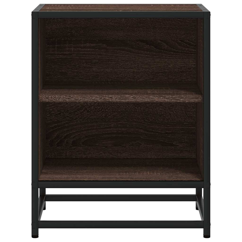 Nattbord 2 stk brun eik 40x31x50 cm konstruert tre og metall