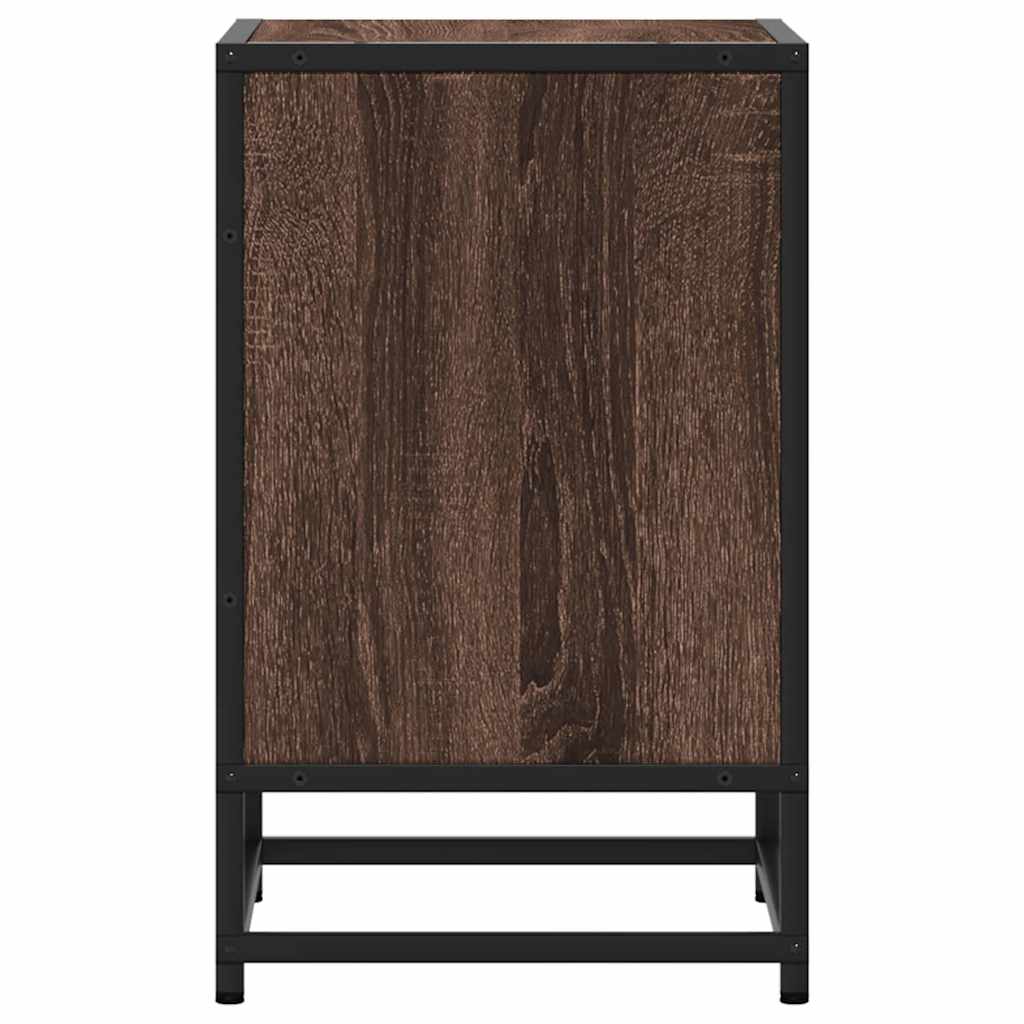 Nattbord 2 stk brun eik 40x31x50 cm konstruert tre og metall