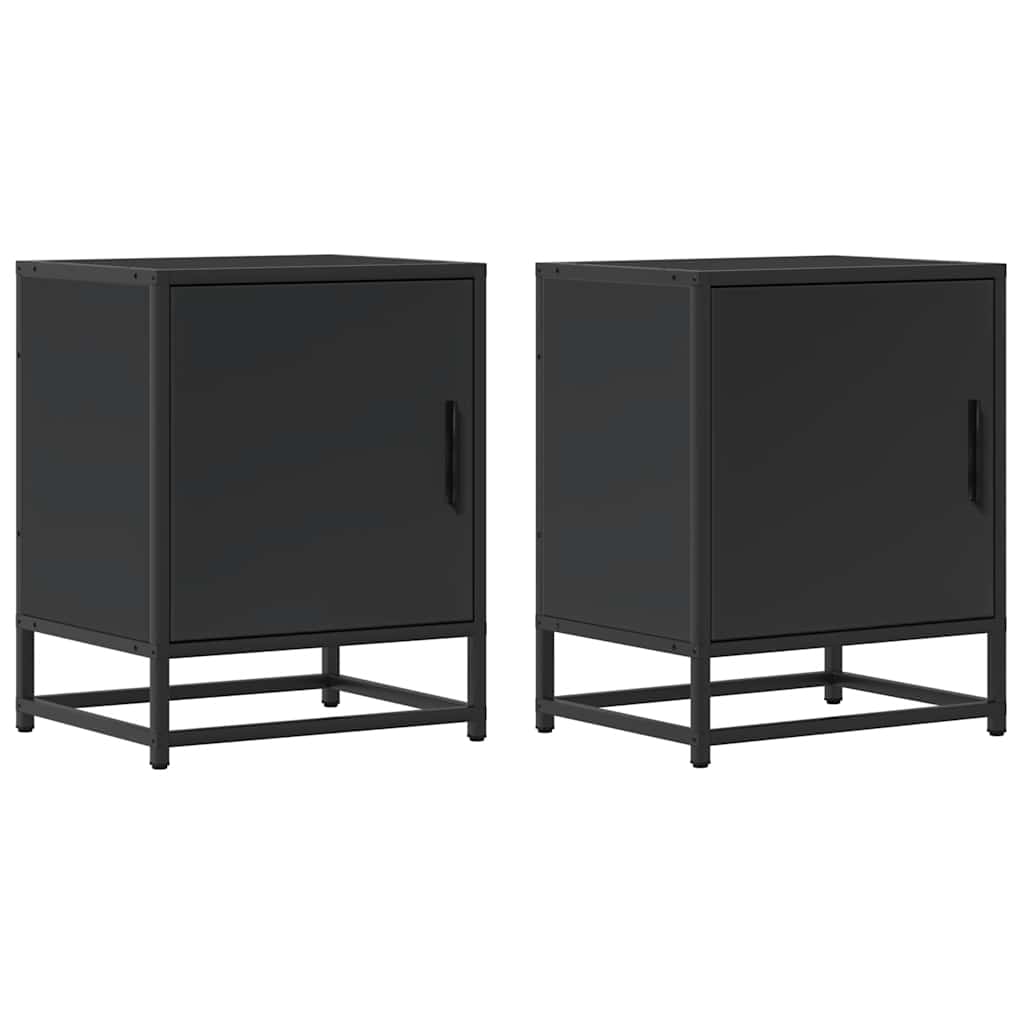 Nattbord svart 40x31x50 cm heltre furu og metall