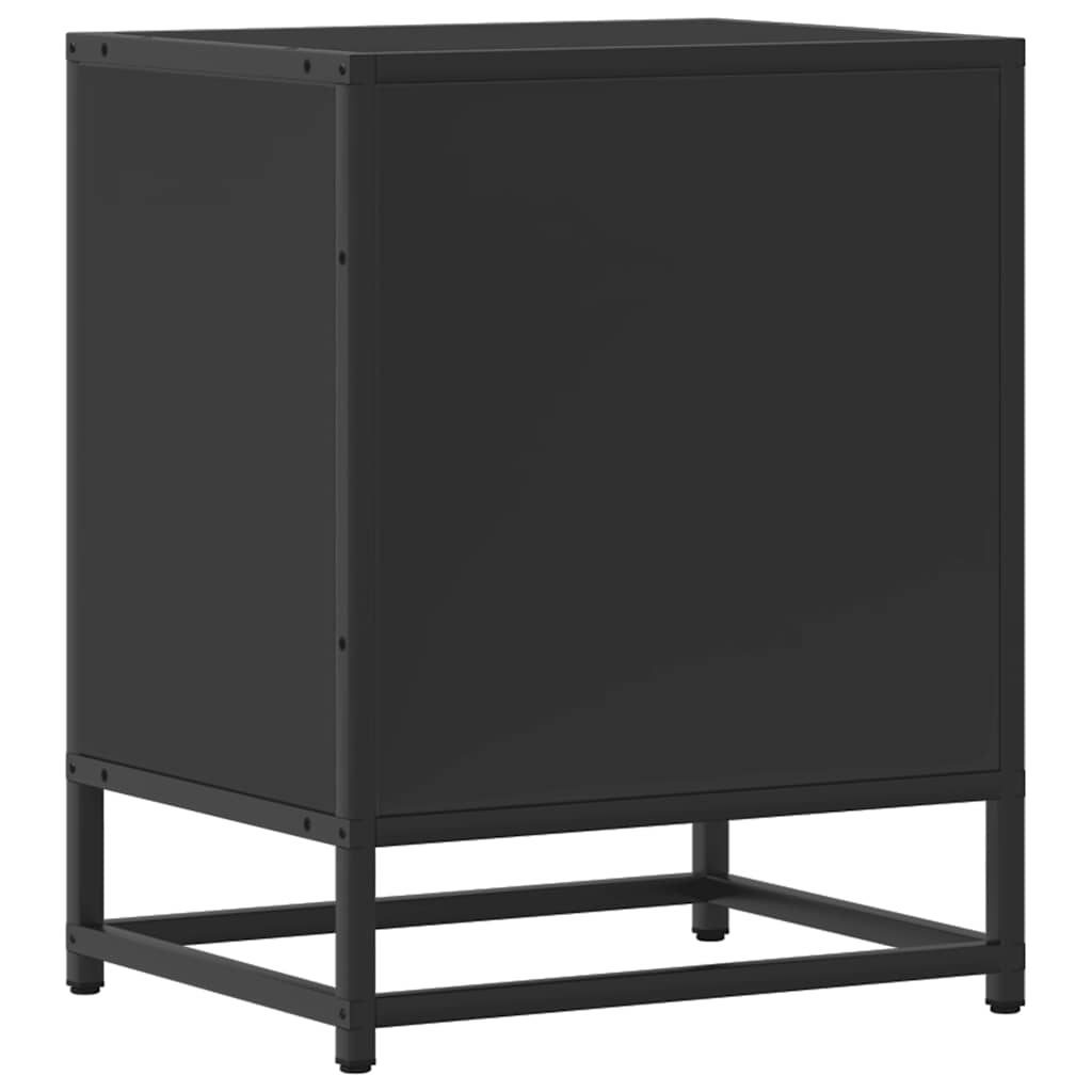 Nattbord svart 40x31x50 cm heltre furu og metall