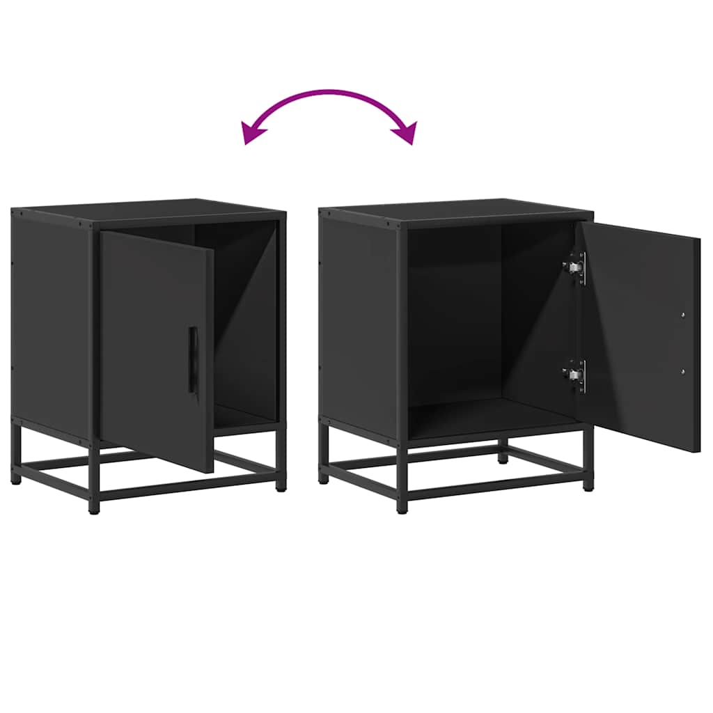 Nattbord svart 40x31x50 cm heltre furu og metall