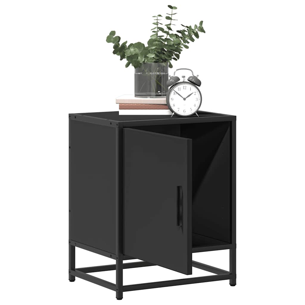Nattbord 2 stk svart 40x31x50 cm heltre furu og metall