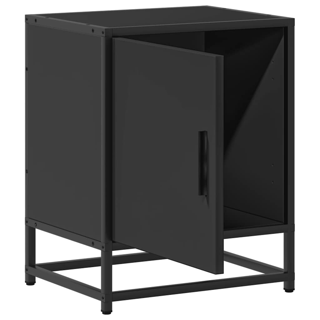 Nattbord 2 stk svart 40x31x50 cm heltre furu og metall