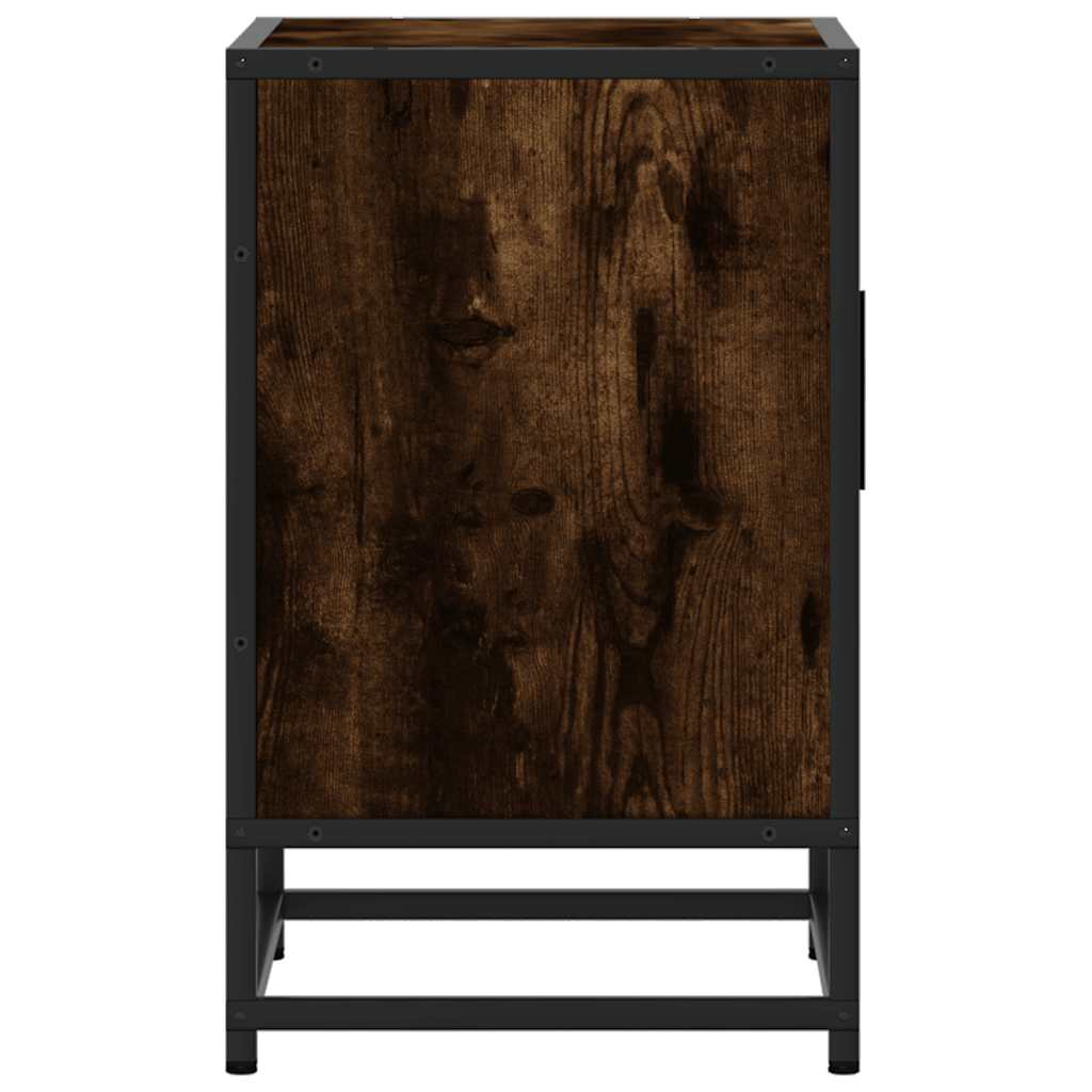 Nattbord 2 stk røkt eik 40x31x50 cm konstruert tre og metall