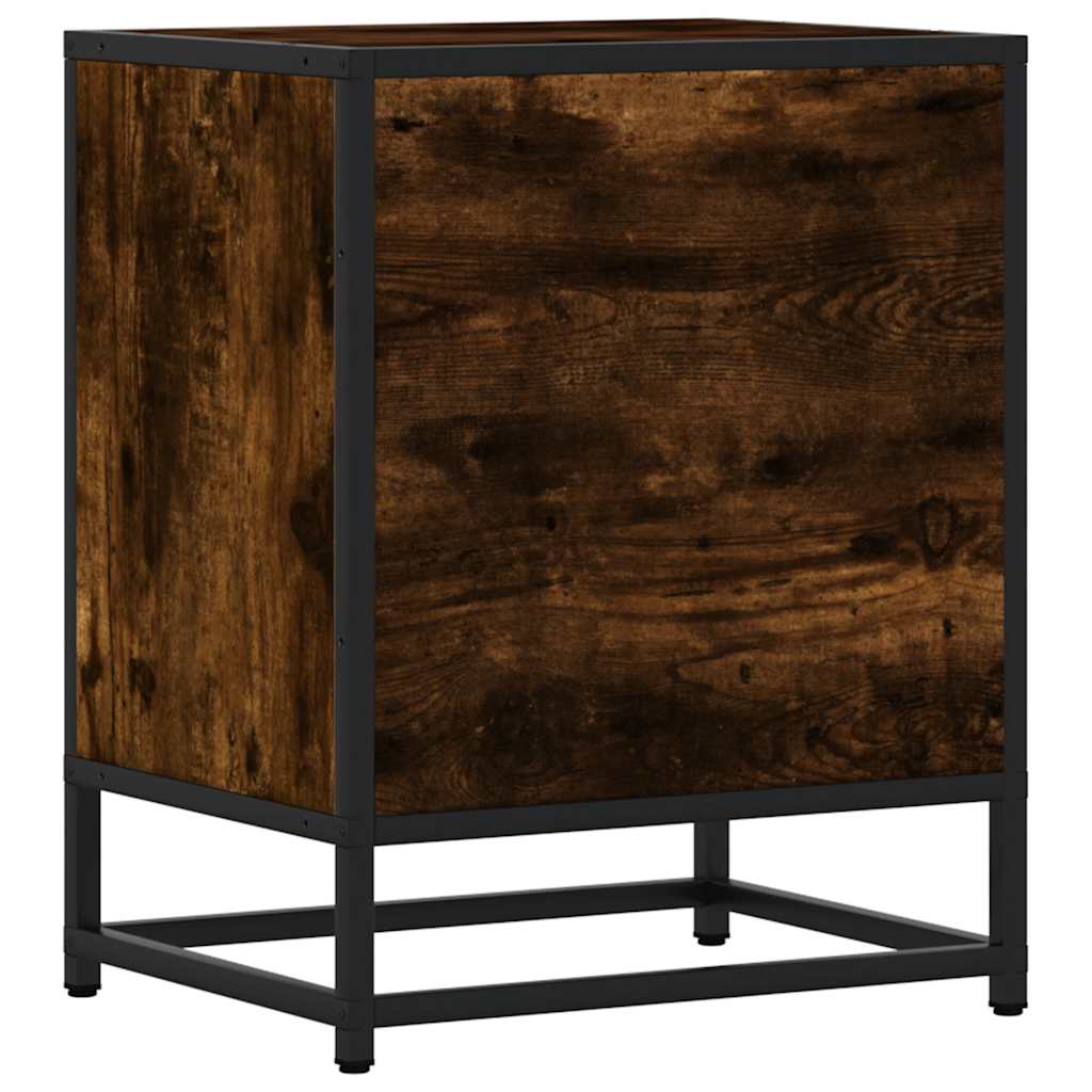 Nattbord 2 stk røkt eik 40x31x50 cm konstruert tre og metall