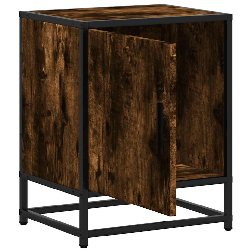 Nattbord 2 stk røkt eik 40x31x50 cm konstruert tre og metall