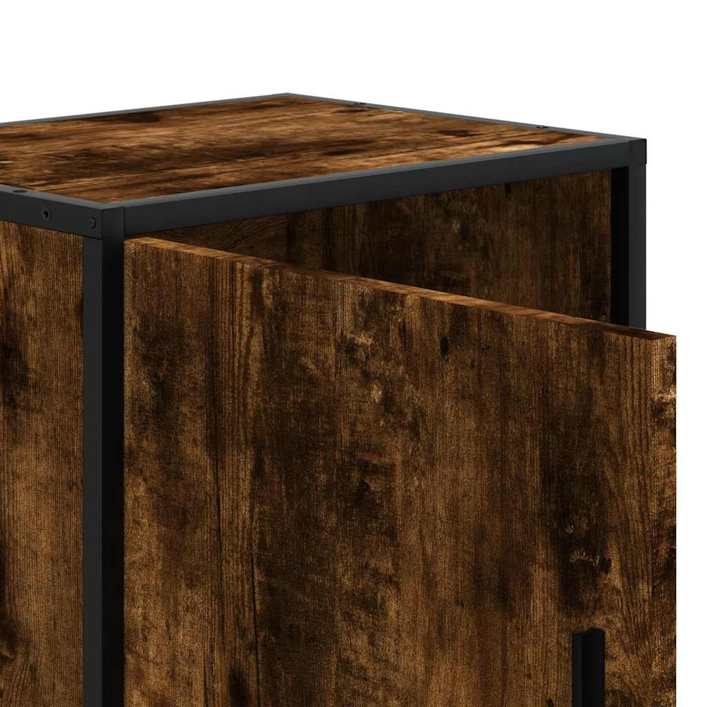 Nattbord 2 stk røkt eik 40x31x50 cm konstruert tre og metall