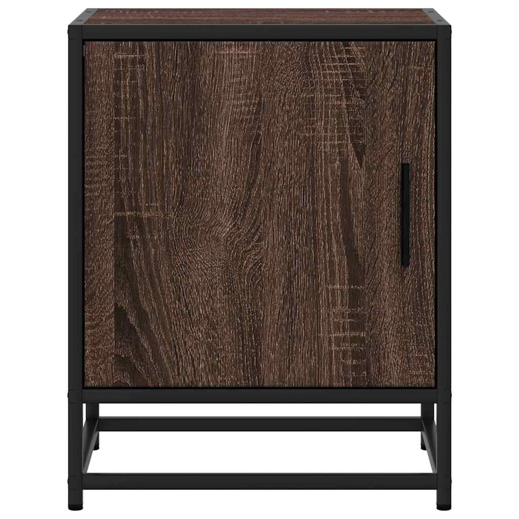 Nattbord 2 stk brun eik 40x31x50 cm konstruert tre og metall