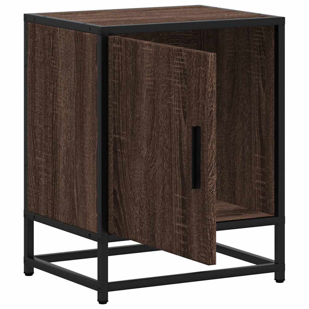 Nattbord 2 stk brun eik 40x31x50 cm konstruert tre og metall