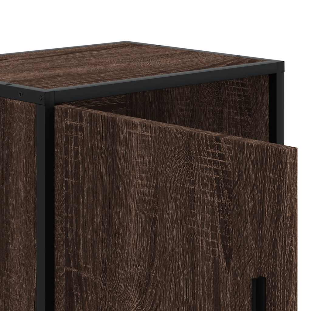 Nattbord 2 stk brun eik 40x31x50 cm konstruert tre og metall