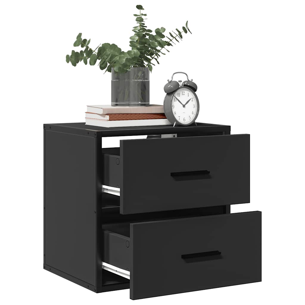 Veggmontert nattbord svart 40x31x39,5 cm