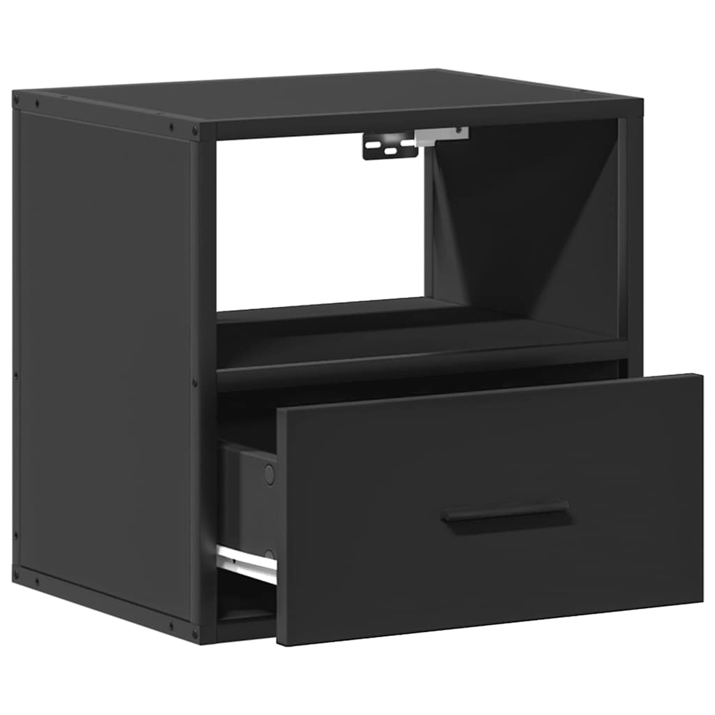 Veggmontert nattbord svart 40x31x39,5 cm