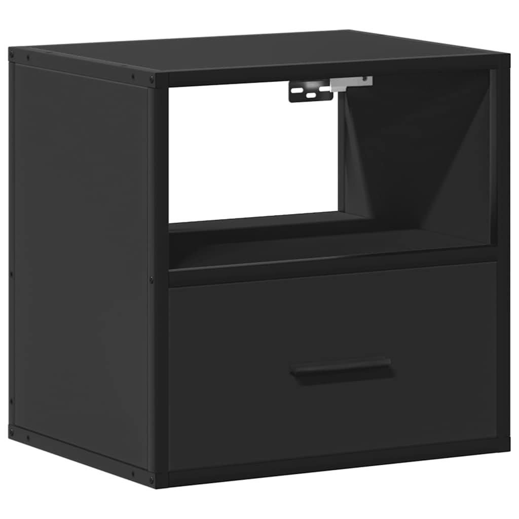 Veggmonterte nattbord 2 stk svart 40x31x39,5 cm