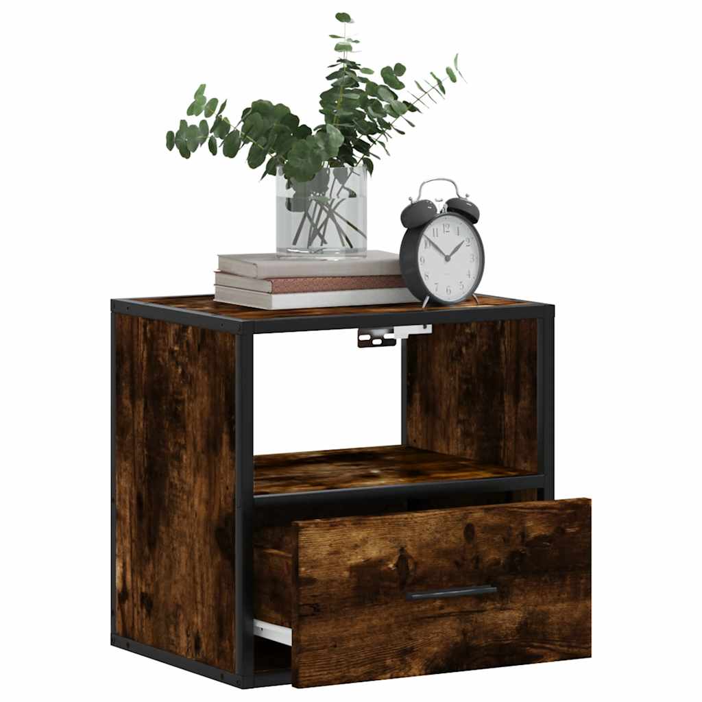 Veggmontert nattbord røkt eik 40x31x39,5 cm