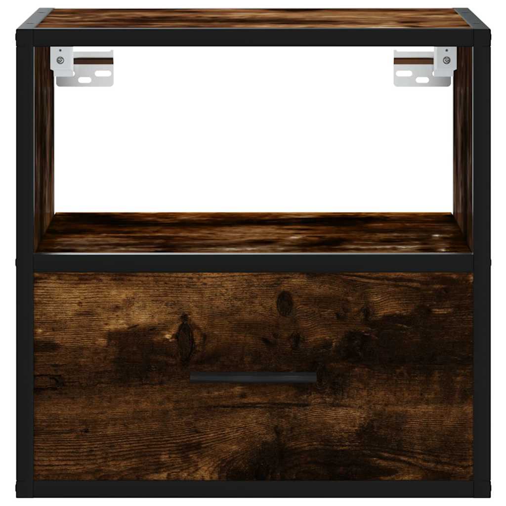 Veggmontert nattbord røkt eik 40x31x39,5 cm