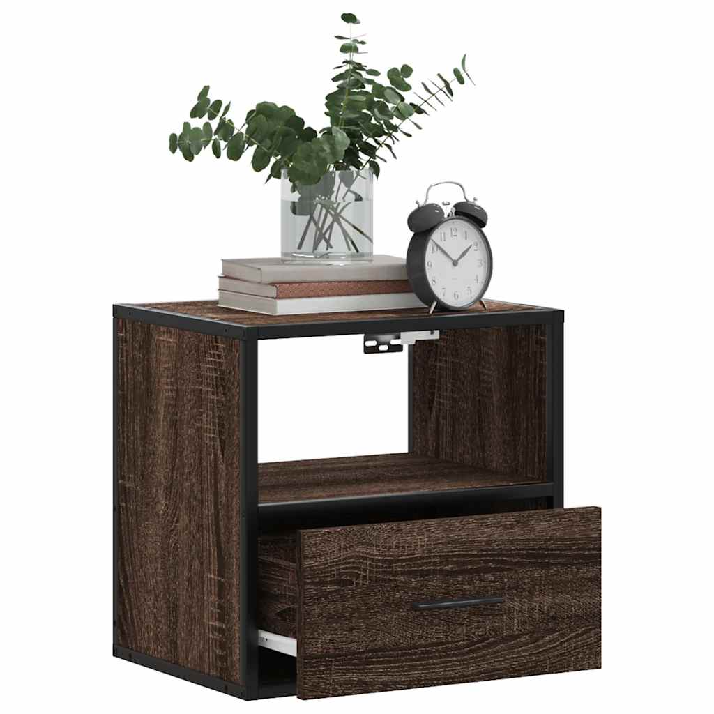 Veggmontert nattbord brun eik 40x31x39,5 cm