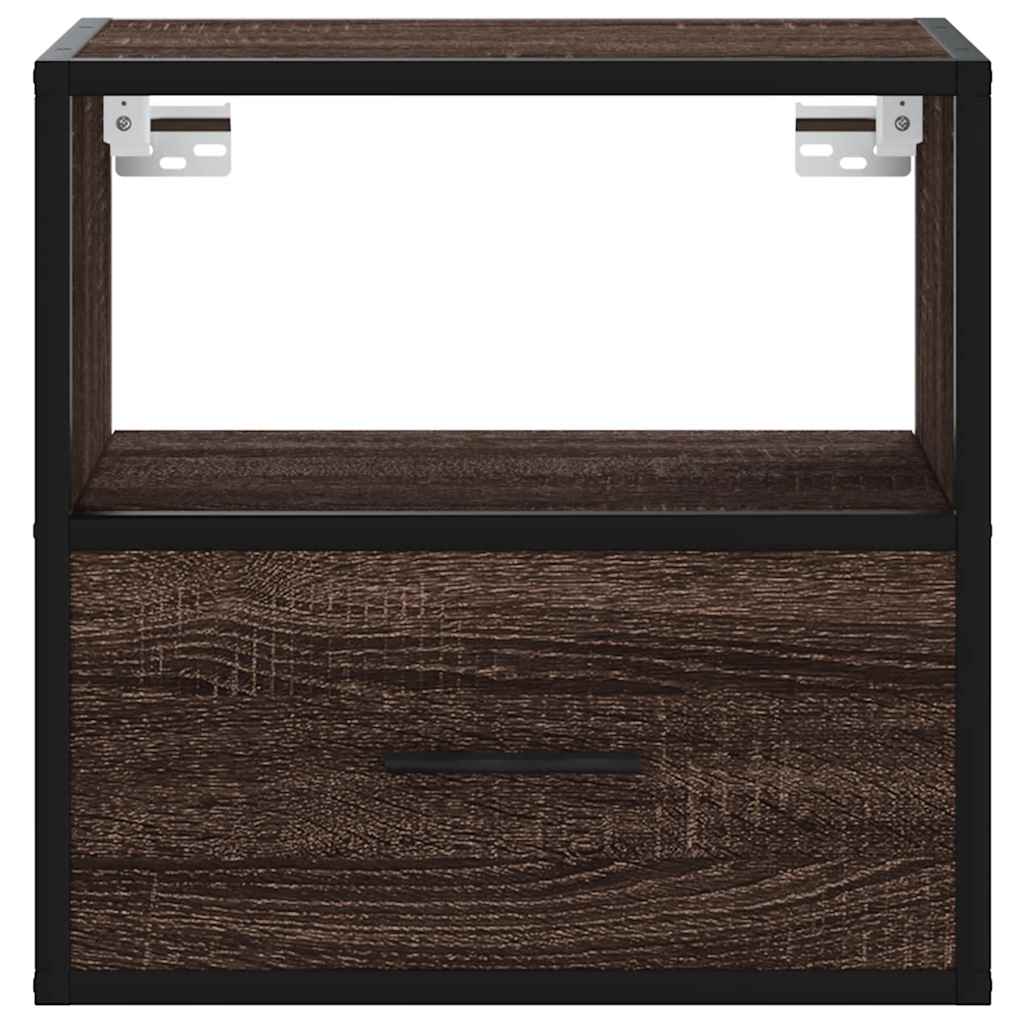 Veggmontert nattbord brun eik 40x31x39,5 cm