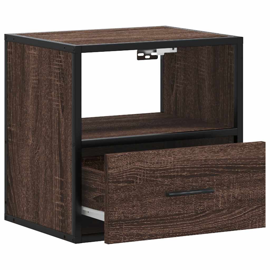 Veggmontert nattbord brun eik 40x31x39,5 cm