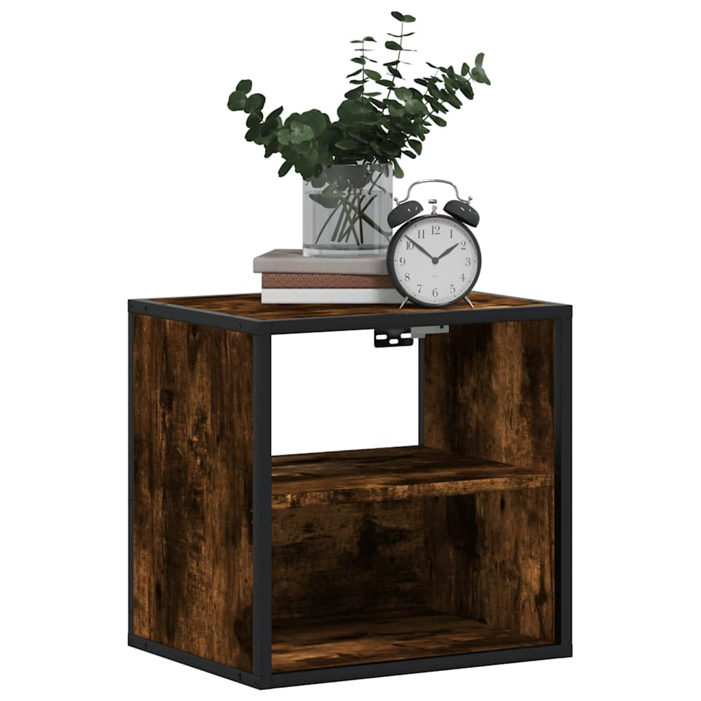 Veggmontert nattbord røkt eik 40x31x39,5 cm