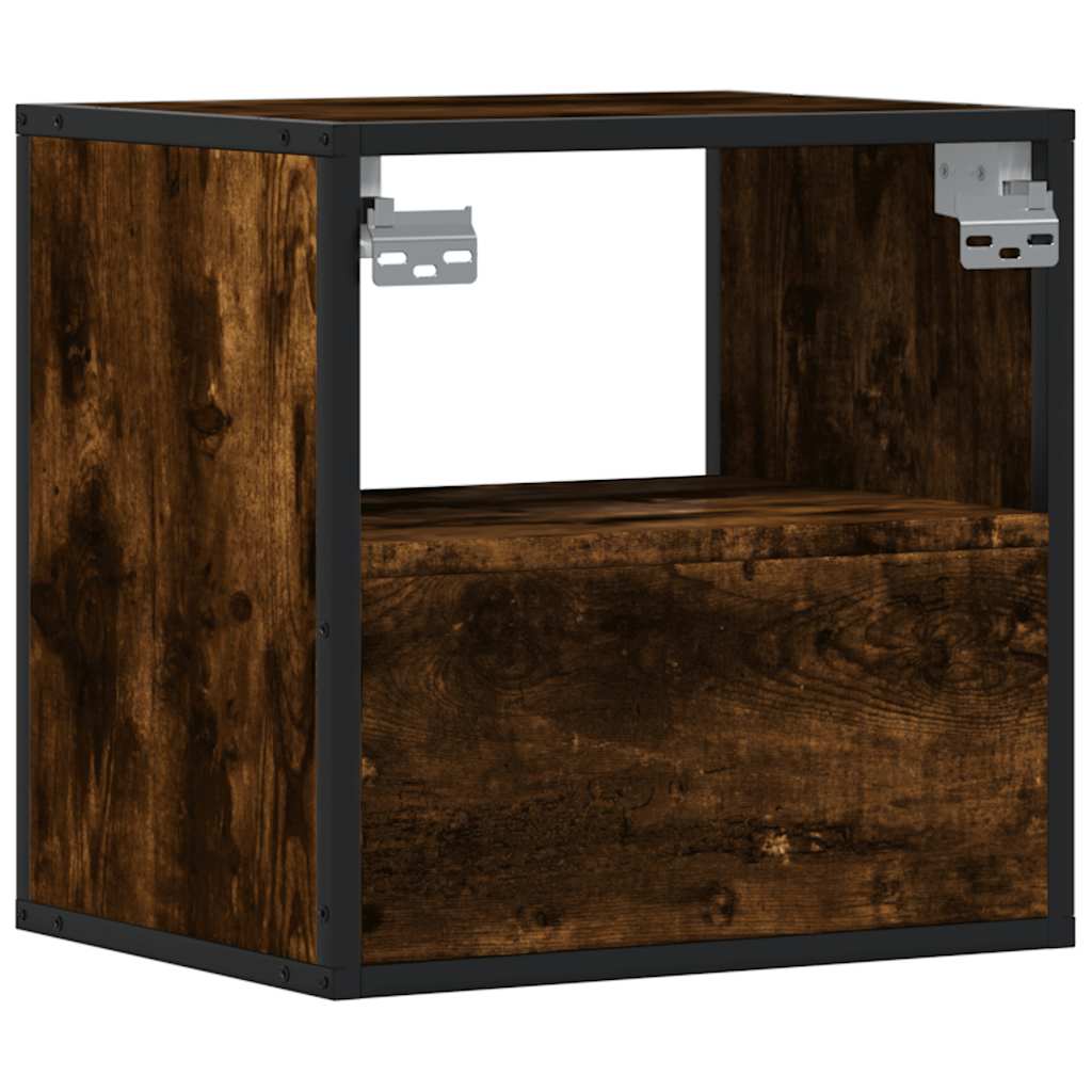 Veggmontert nattbord røkt eik 40x31x39,5 cm