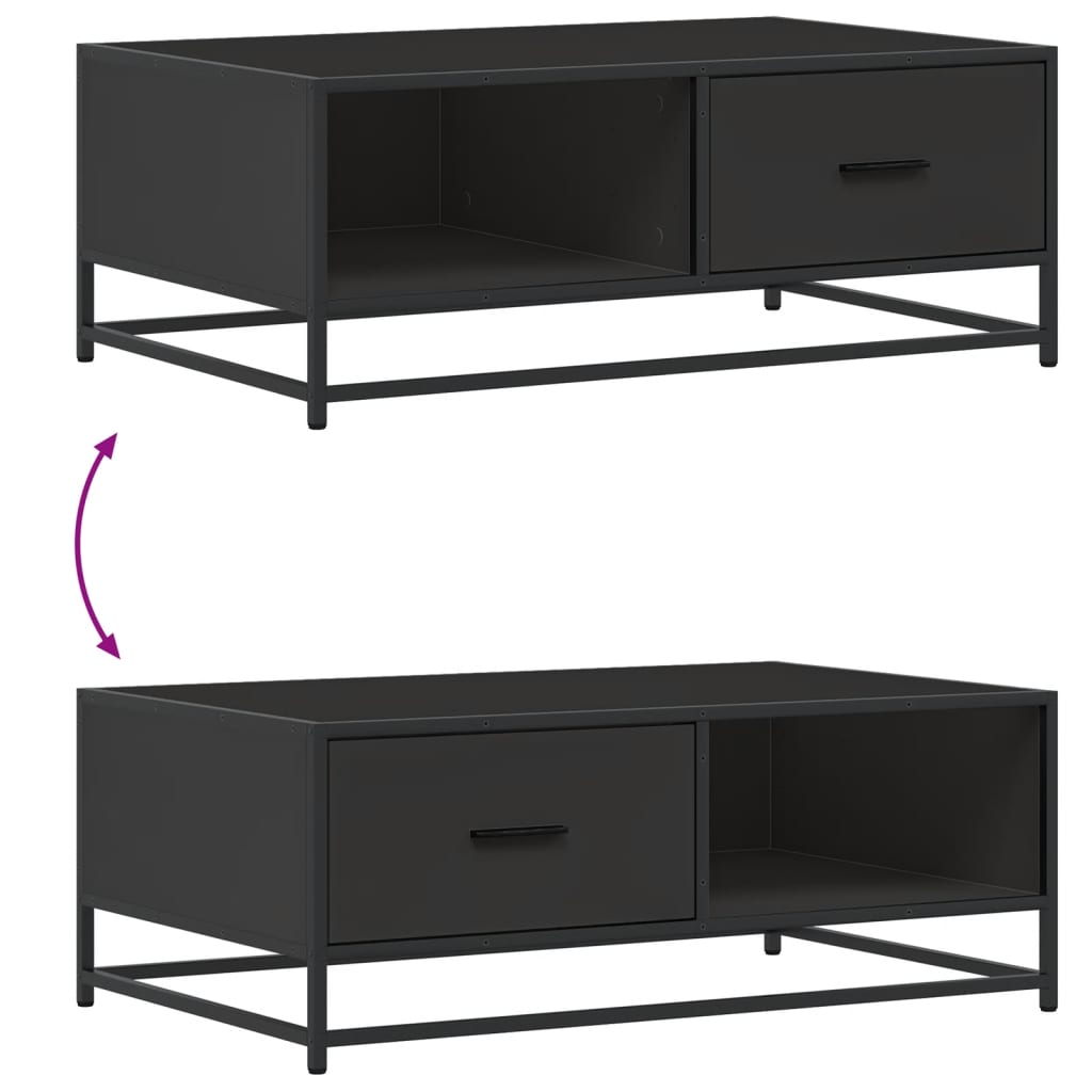 Salongbord svart 90x57x35 cm konstruert tre og metall