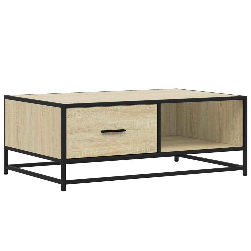 Salongbord sonoma eik 90x57x35 cm konstruert tre og metall