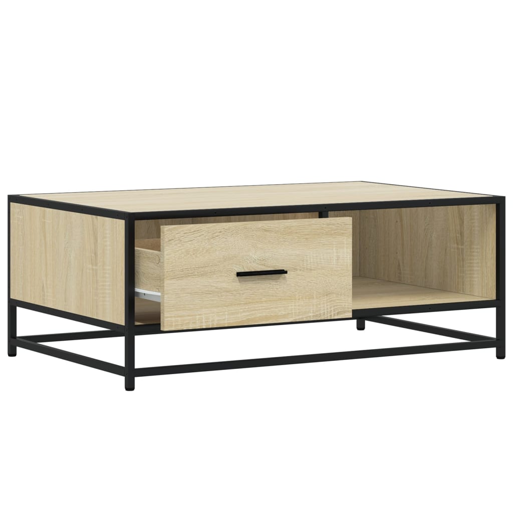 Salongbord sonoma eik 90x57x35 cm konstruert tre og metall
