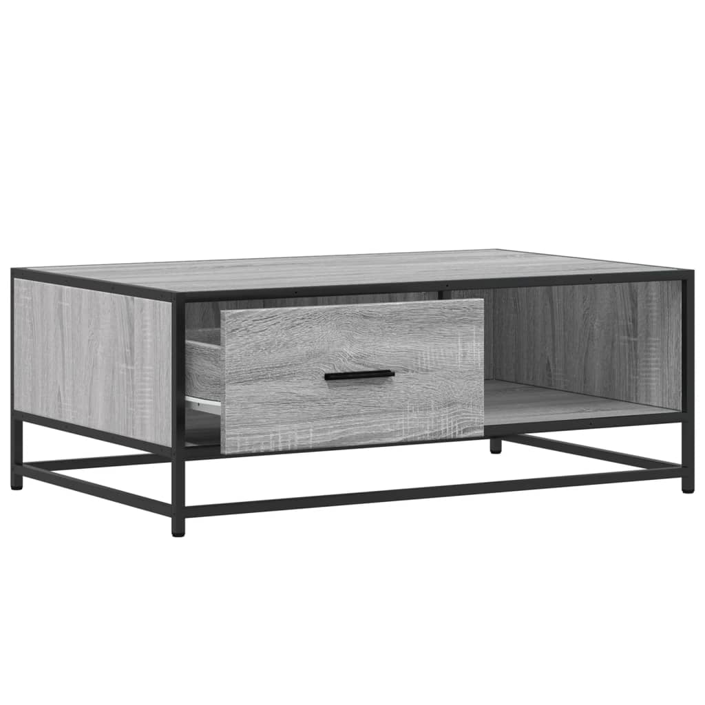 Salongbord grå sonoma 90x57x35 cm konstruert tre og metall