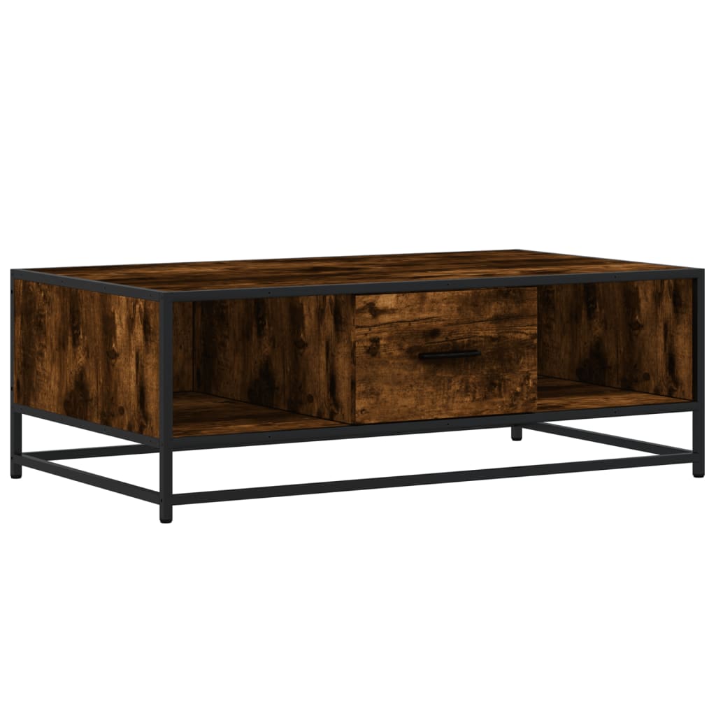 Salongbord røkt eik 100x57x35 cm konstruert tre og metall