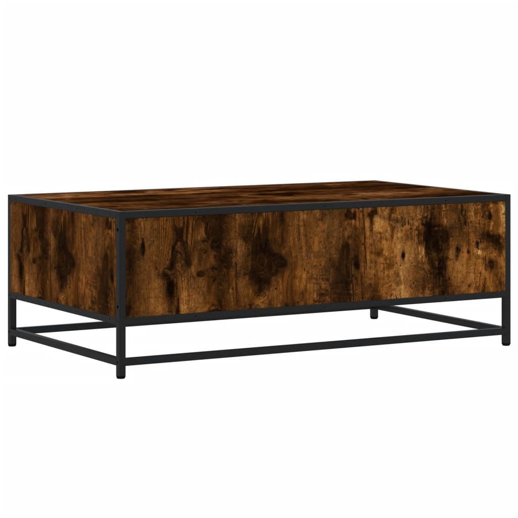 Salongbord røkt eik 100x57x35 cm konstruert tre og metall