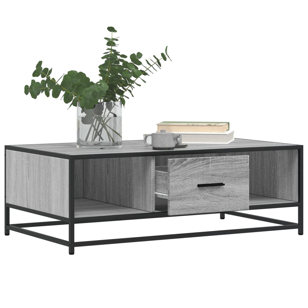 Salongbord grå sonoma 100x57x35 cm konstruert tre og metall