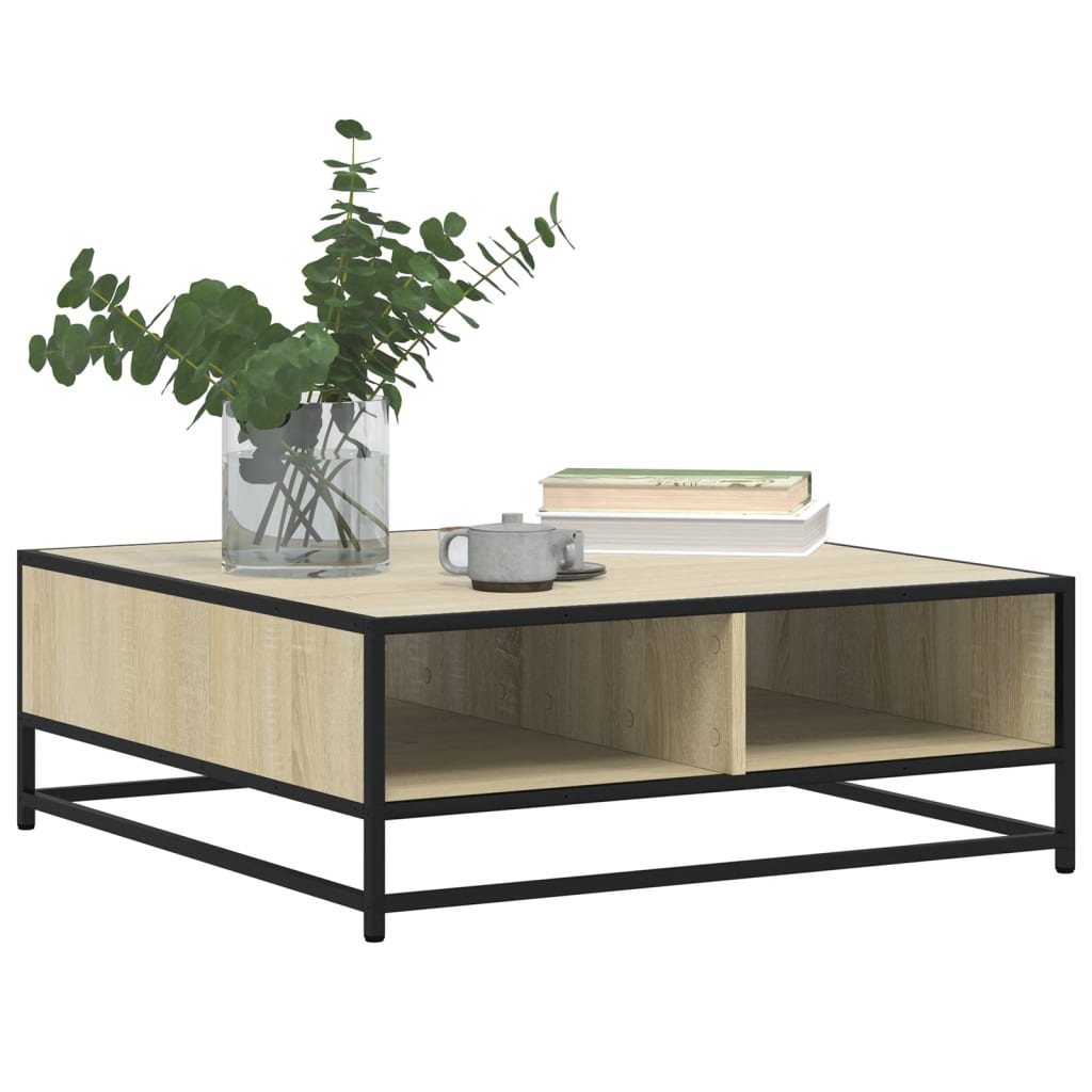 Salongbord sonoma eik 80x80x30 cm konstruert tre og metall