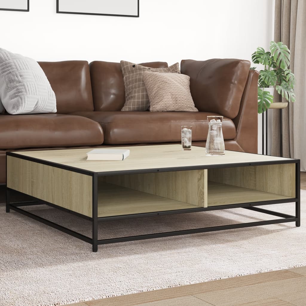 Salongbord sonoma eik 100x100x30 cm konstruert tre og metall