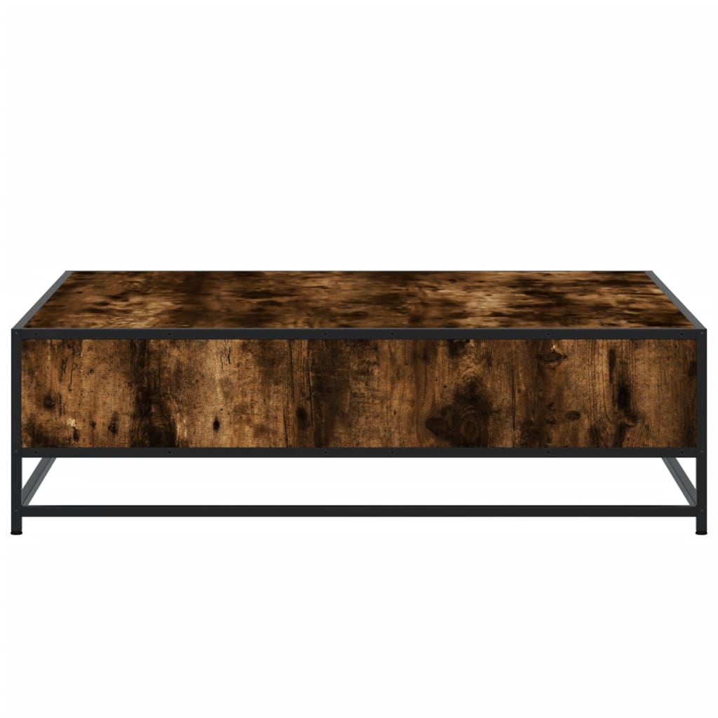 Salongbord røkt eik 100x100x30 cm konstruert tre og metall
