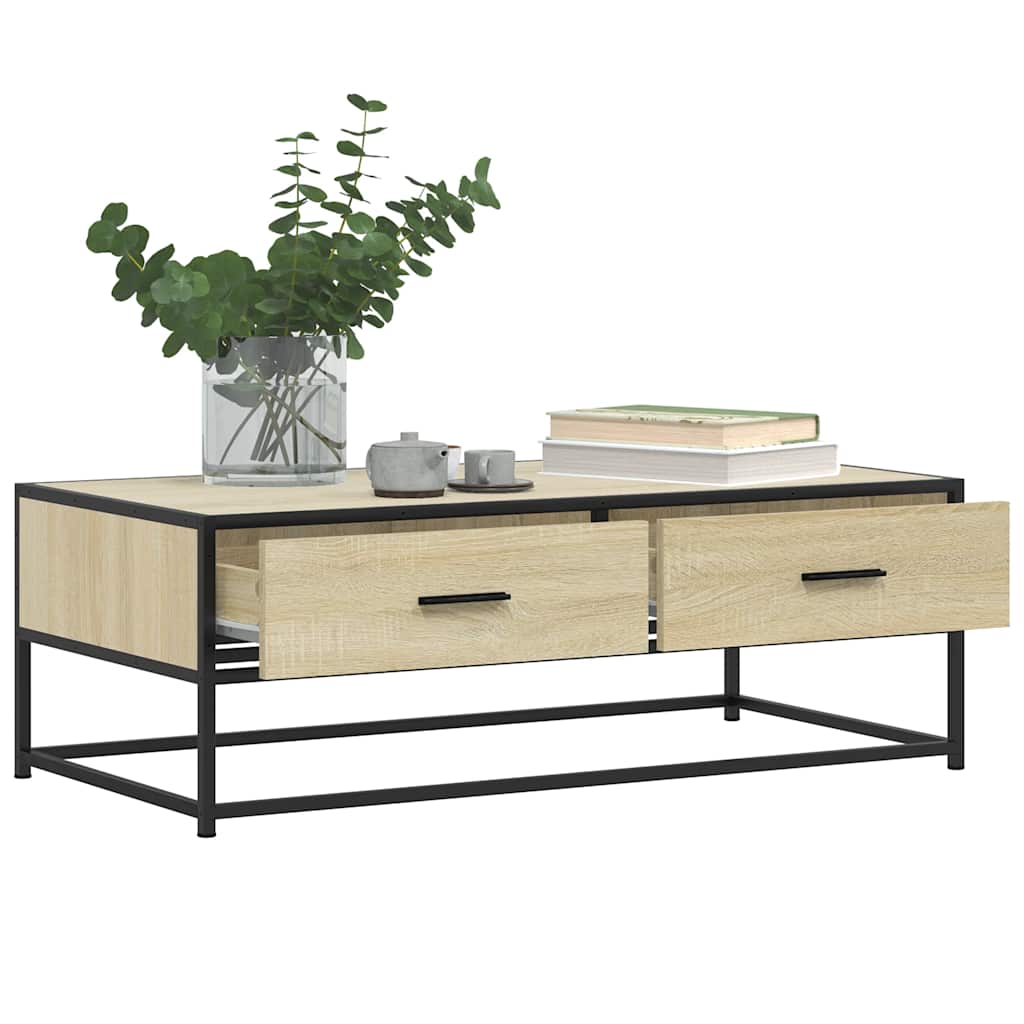 Salongbord sonoma eik 100x50x35 cm konstruert tre og metall