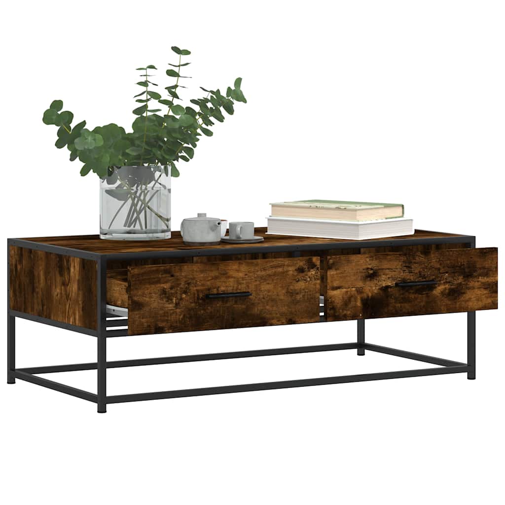 Salongbord røkt eik 100x50x35 cm konstruert tre og metall